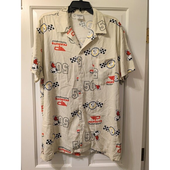 Peanuts Snoopy Motorsport Champion Shirt L 50th Anniversary Racing Button Up - Picture 13 of 13